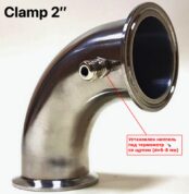Отвод 90 градусов (Clamp 2 Дюйма) с ниппелем под термометр